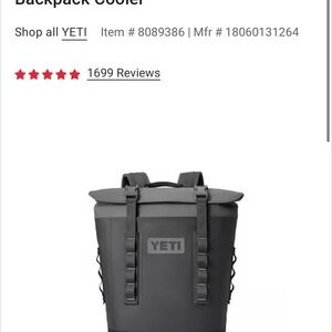 YETI Hopper M12 Charcoal Soft
Backpack Cooler